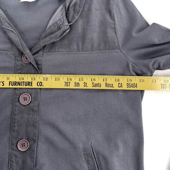 Hot Cotton Button Front Hooded Shacket Women's Size S Gray Lagenlook Tunic Boho - Picture 8 of 9